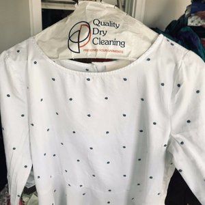 Anthropologie Maeve Blouse White Blue Embroidered
